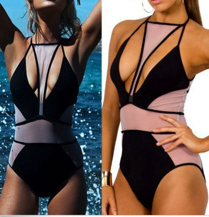 The see through high cut one piece swimsuit