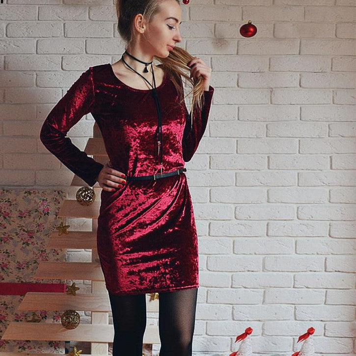 The Elegant Ladies Velvet Dress