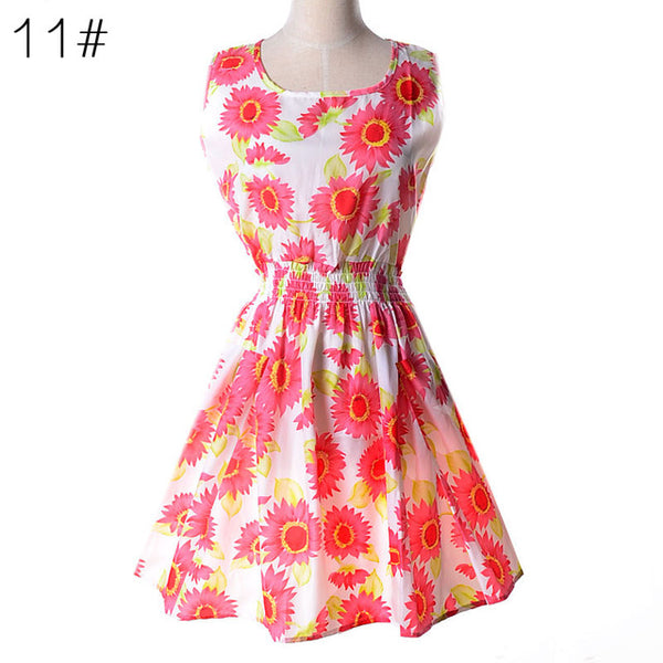 The  Sleeveless Vest Printed Beach Chiffon Dress