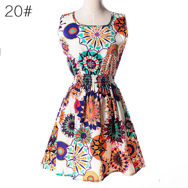 The  Sleeveless Vest Printed Beach Chiffon Dress