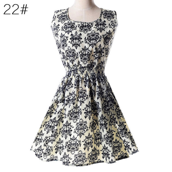 The  Sleeveless Vest Printed Beach Chiffon Dress