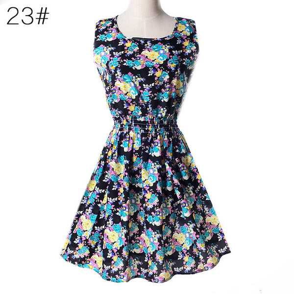 The  Sleeveless Vest Printed Beach Chiffon Dress