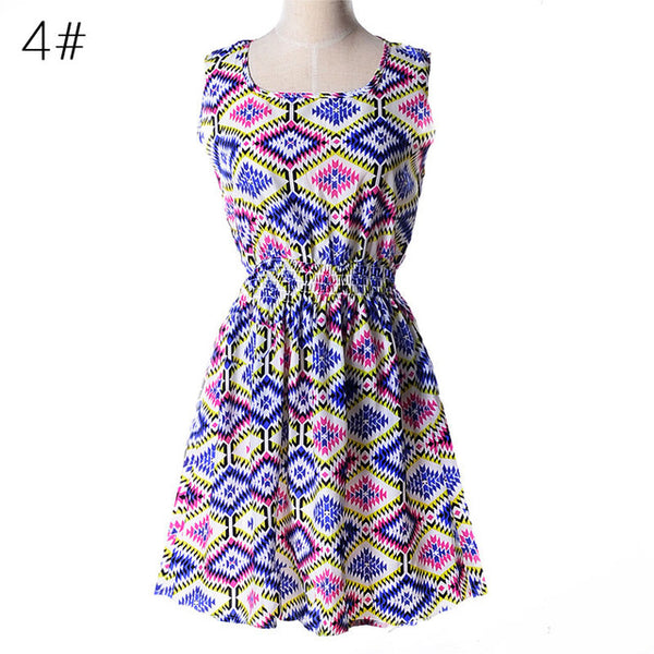 The  Sleeveless Vest Printed Beach Chiffon Dress