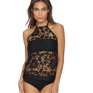 The Black Lace Tankini Swimsuits