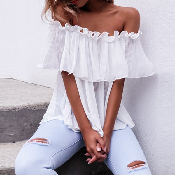 The loose pleated short sleeve