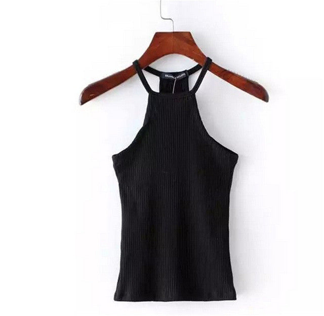 The O Neck Elastic Tube Tank Tops