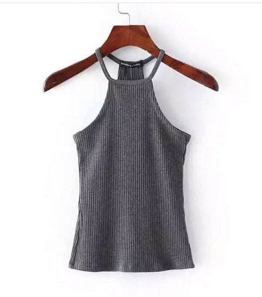 The O Neck Elastic Tube Tank Tops