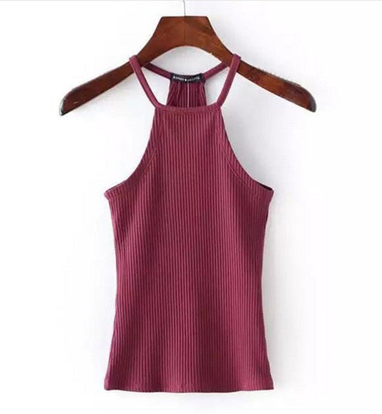 The O Neck Elastic Tube Tank Tops