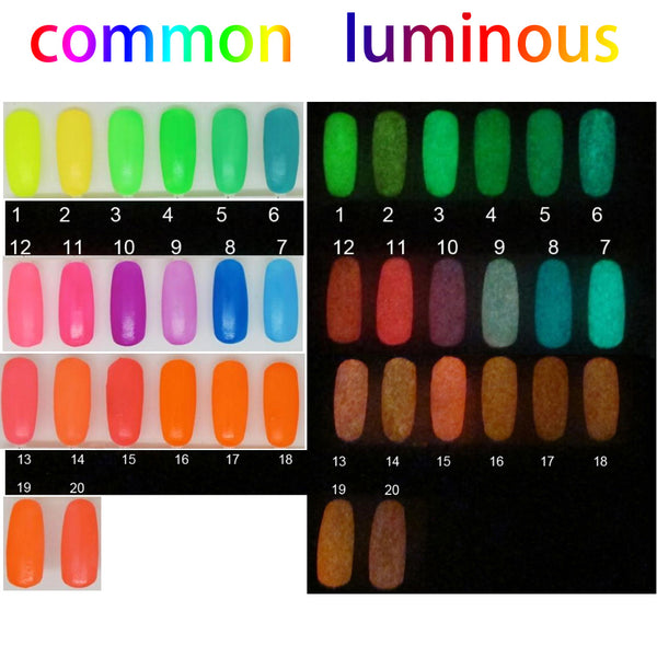 The 1pcs 20colors candy luminous paint nail polish