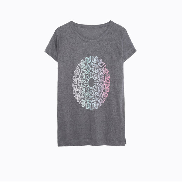 The Solid Grey Floral  T-shirt