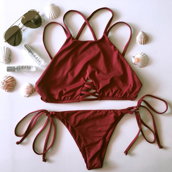 The High Neck Bikinis Set