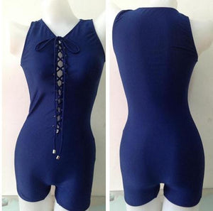 The navy blue bandage swimsuit