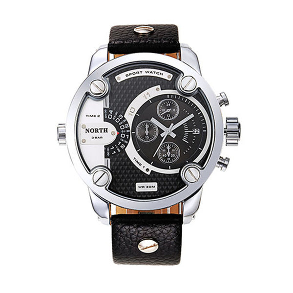 The north Watches Men Sports leather 30m waterproof Quartz XFCS