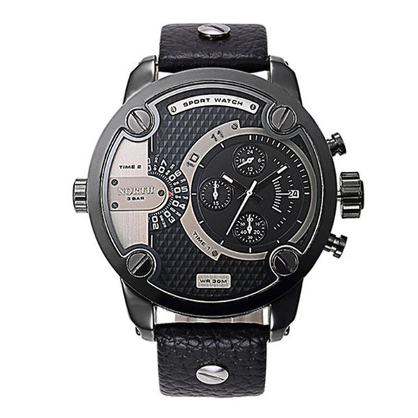 The north Watches Men Sports leather 30m waterproof Quartz XFCS