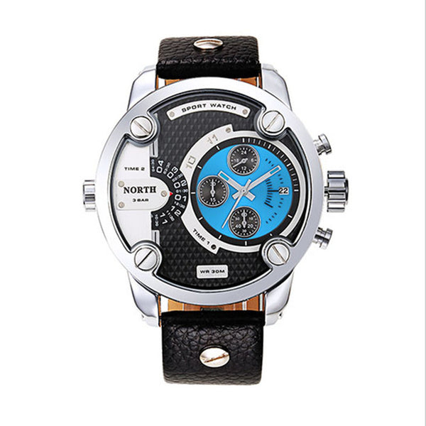 The north Watches Men Sports leather 30m waterproof Quartz XFCS