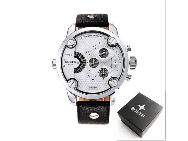 The north Watches Men Sports leather 30m waterproof Quartz XFCS