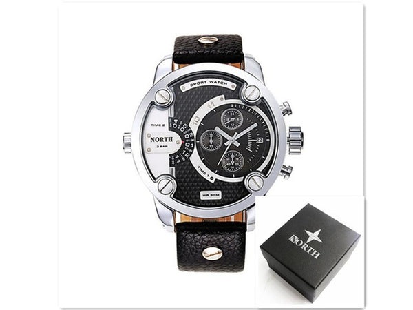 The north Watches Men Sports leather 30m waterproof Quartz XFCS