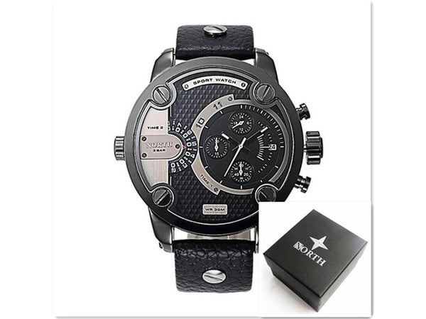 The north Watches Men Sports leather 30m waterproof Quartz XFCS