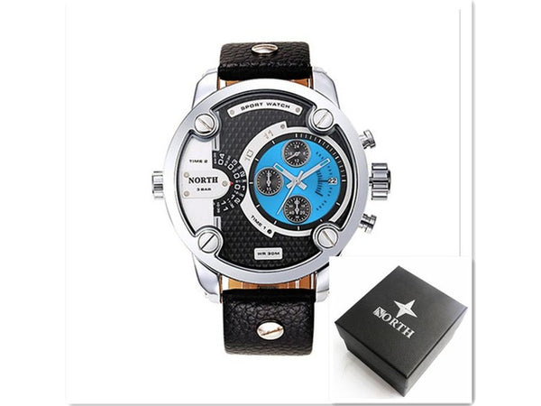 The north Watches Men Sports leather 30m waterproof Quartz XFCS