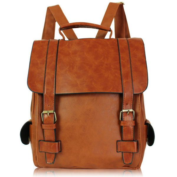 The leather brown bts backpack.