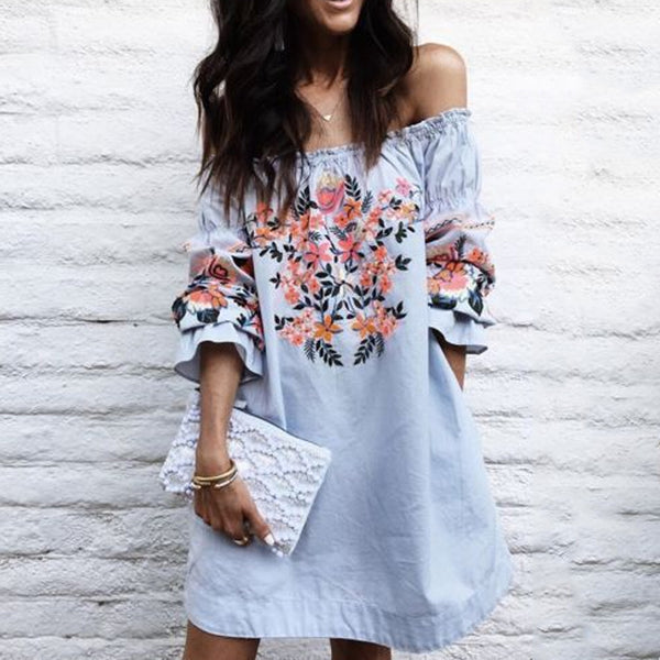 Off Shoulder Long Sleeve Mini skirts