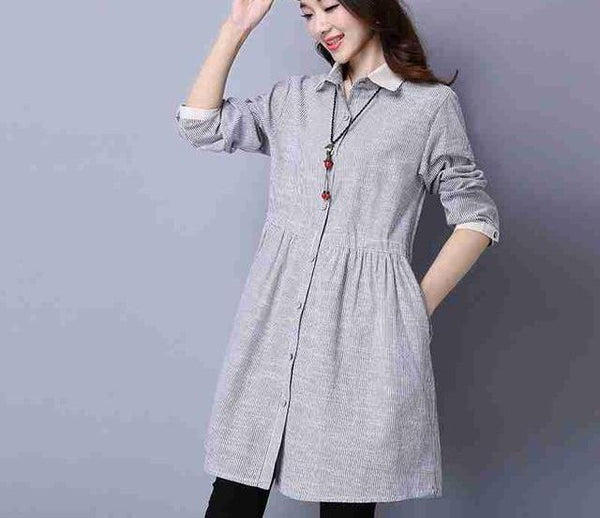 The pale linen blouse dress.